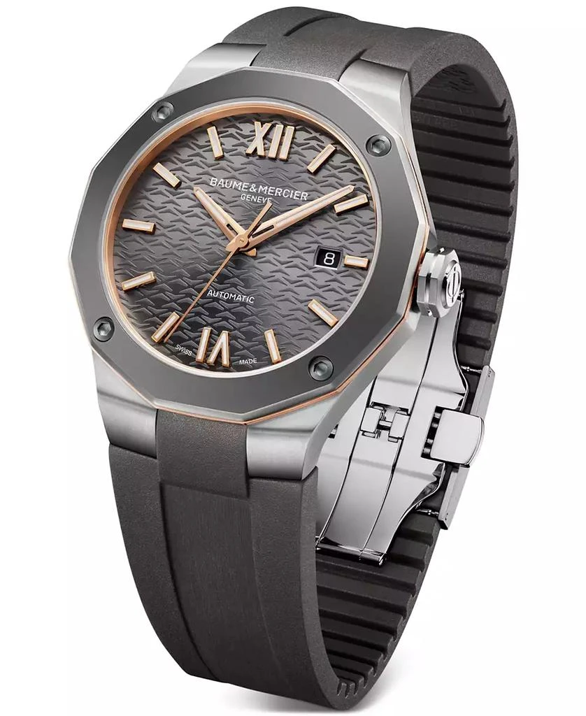 Baume & Mercier Men's Swiss Automatic Riviera Dark Gray Rubber Strap Watch 42mm 4