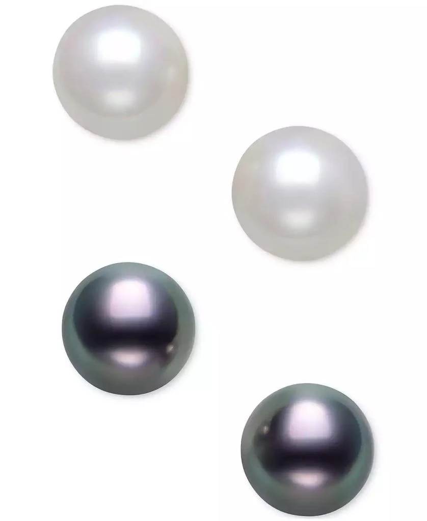 Belle de Mer 2-Pc. Set White & Dyed Black Cultured Freshwater Pearl (4-5mm) Stud Earrings in Sterling Silver 4