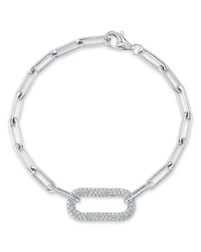 Shy Creation 14K White Gold Colette Diamond Pavé Paperclip Link Bracelet