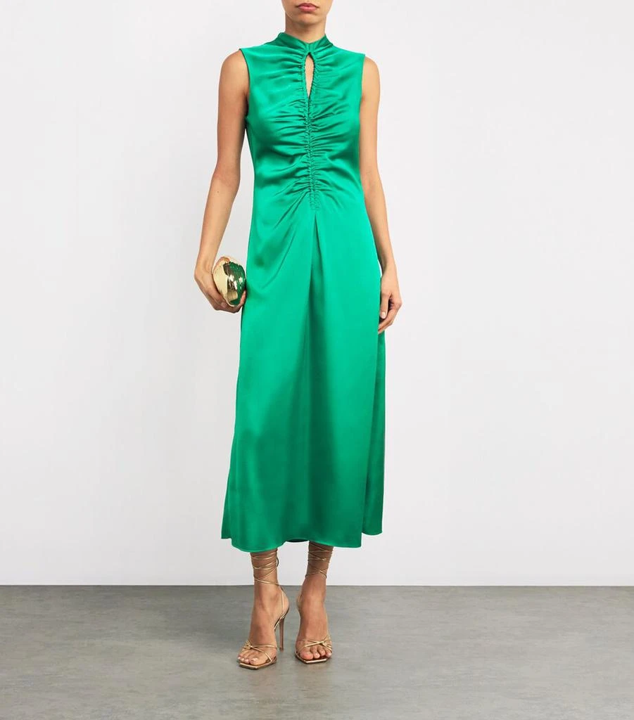 Sandro Paris Satin Ruched Midi Dress - Dresses & Skirts - BeyondStyle