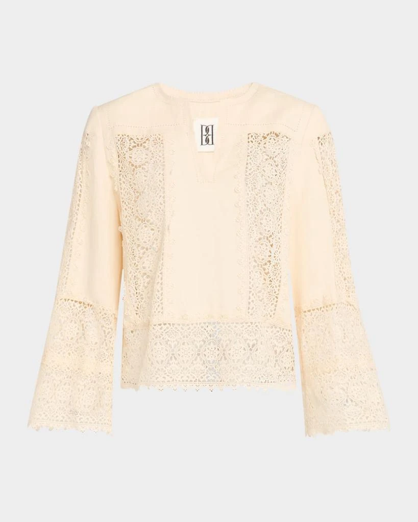 BY MALENE BIRGER Donna Lace Inset Linen-Cotton Blouse 1