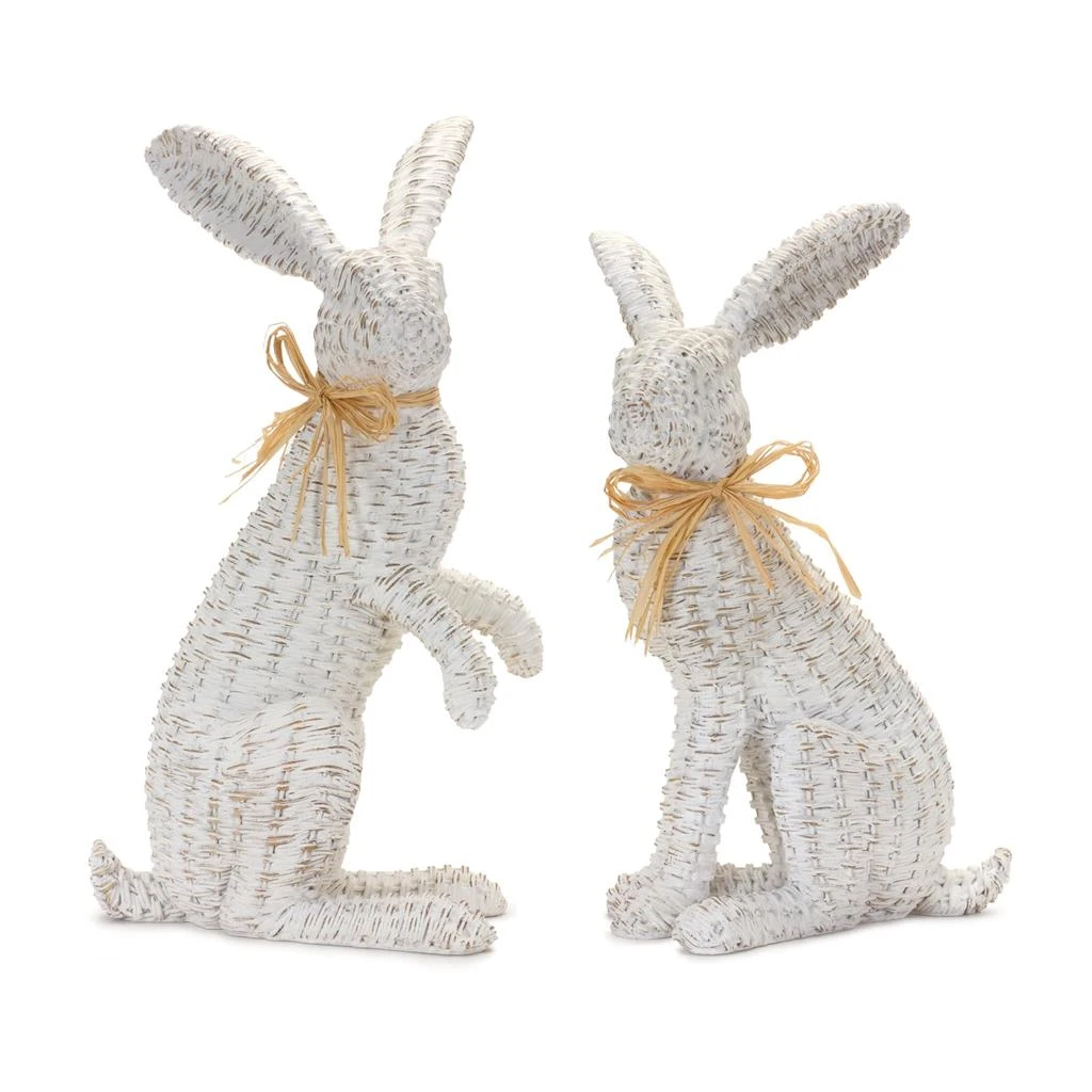 Hivvago Wicker Rabbit Statue (Set of 2)