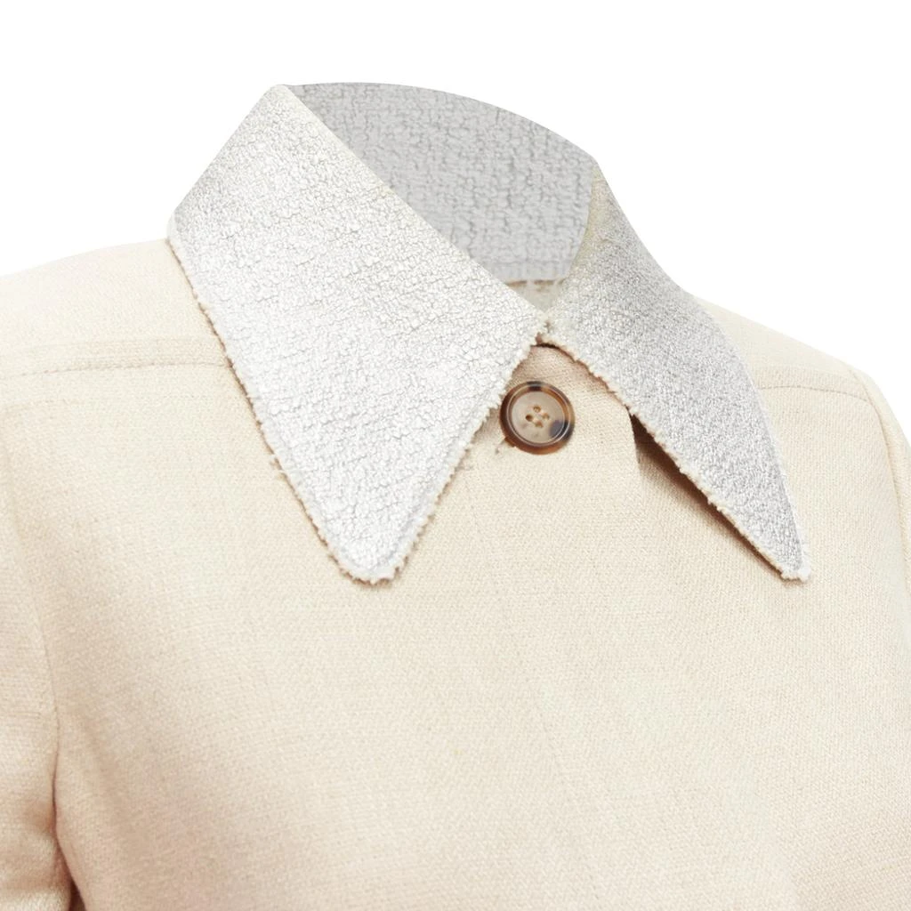 Carven Linen Cotton Blend Tweed Collar Button Boxy Jacket 2