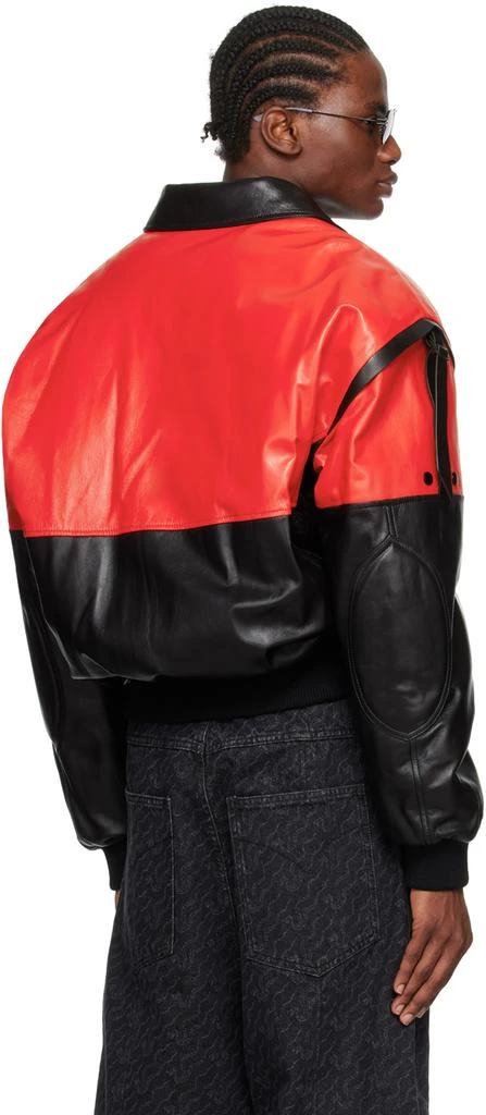 LU'U DAN Red & Black 80's Leather Bomber Jacket 3