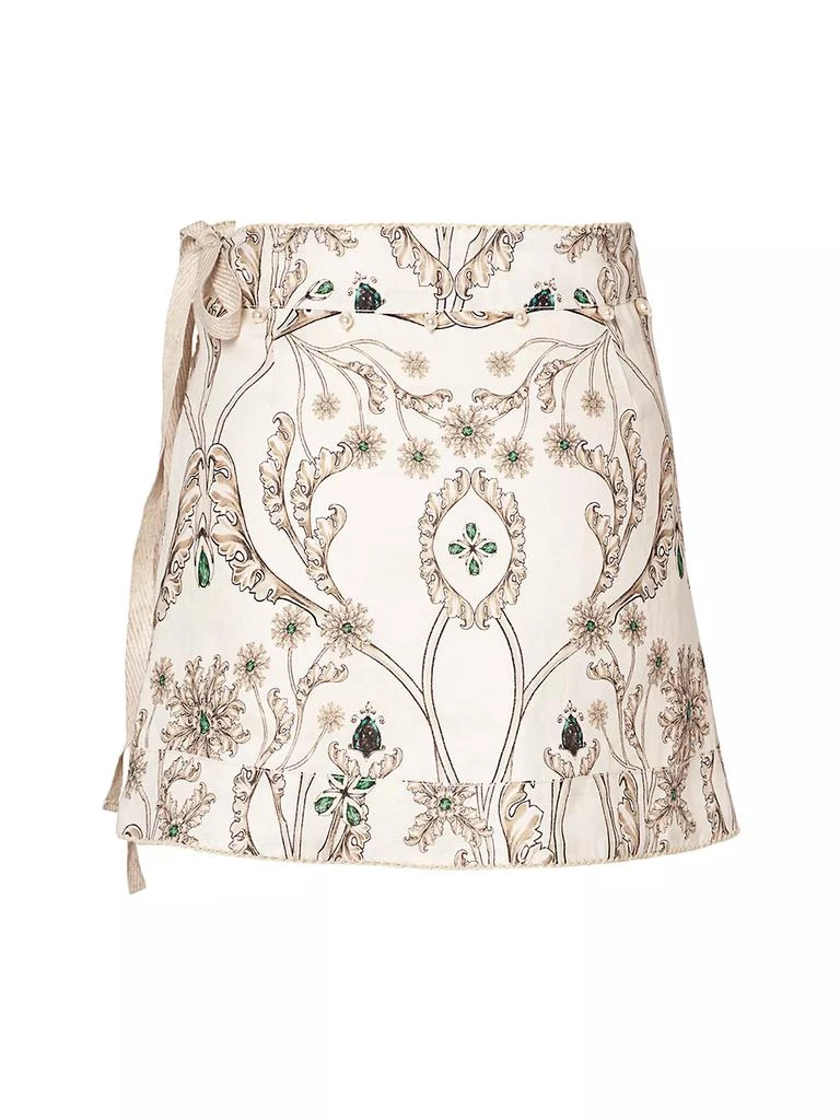 Agua by Agua Bendita Alma Luna Printed Linen Miniskirt 1