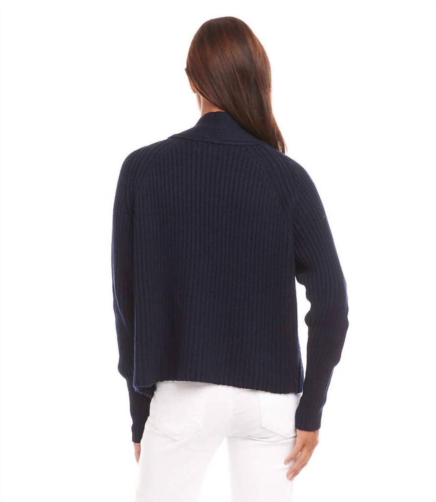 Karen Kane Cropped Cardigan Sweater In Navy