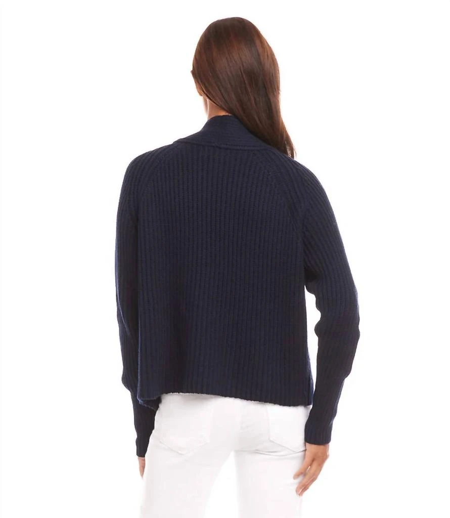 Karen Kane Cropped Cardigan Sweater In Navy 2