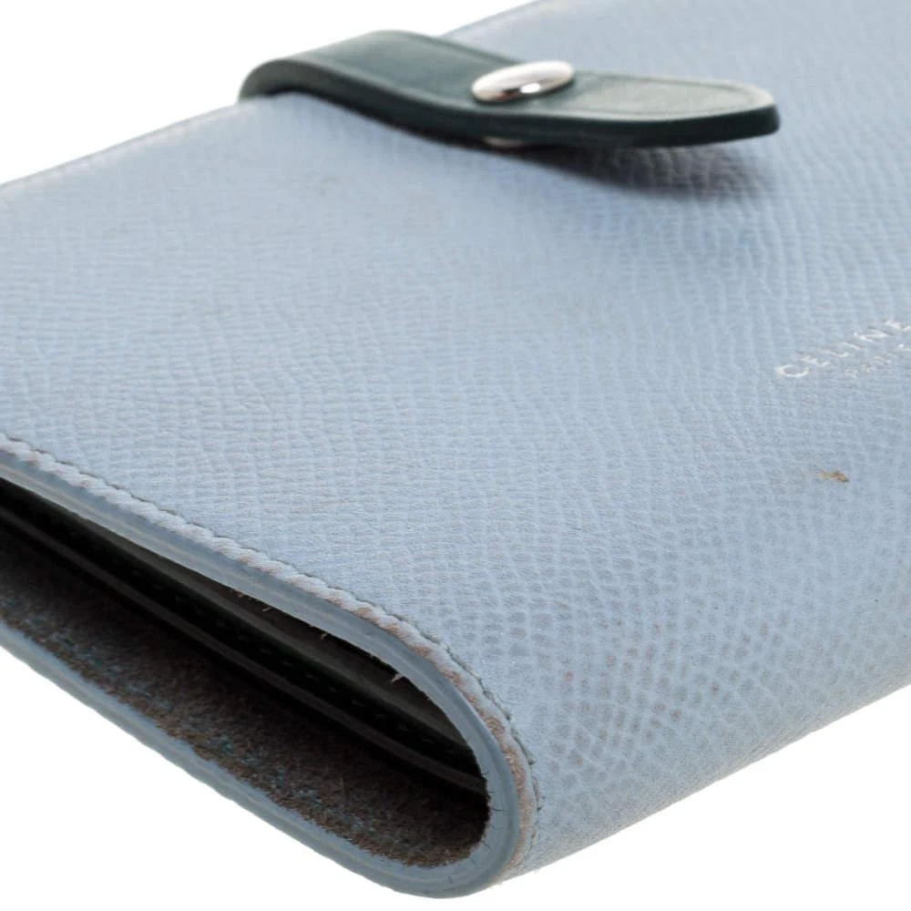 Celine Celine Blue/Green Leather Multifunction Strap Wallet 10