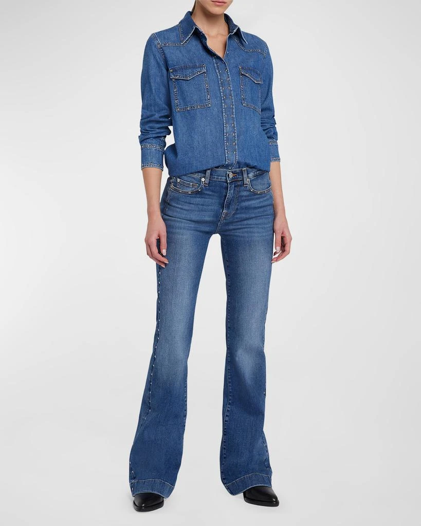 7 For All Mankind Dojo Stretch Flare Jeans with Studs 2