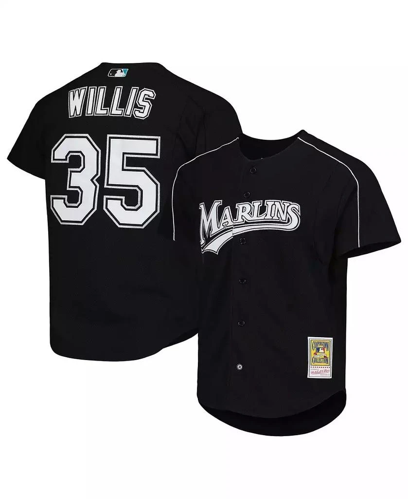 Mitchell & Ness Men's Dontrelle Willis Black Florida Marlins Cooperstown Collection Mesh Batting Practice Button-Up Jersey 1