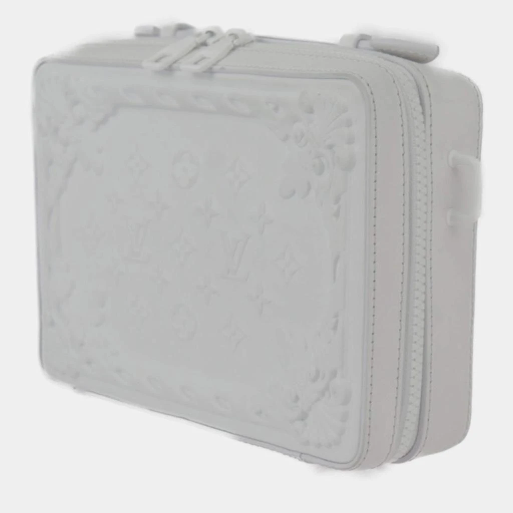 Louis Vuitton Louis Vuitton White Calf Leather LV Ornaments Soft Trunk Shoulder Bag 3