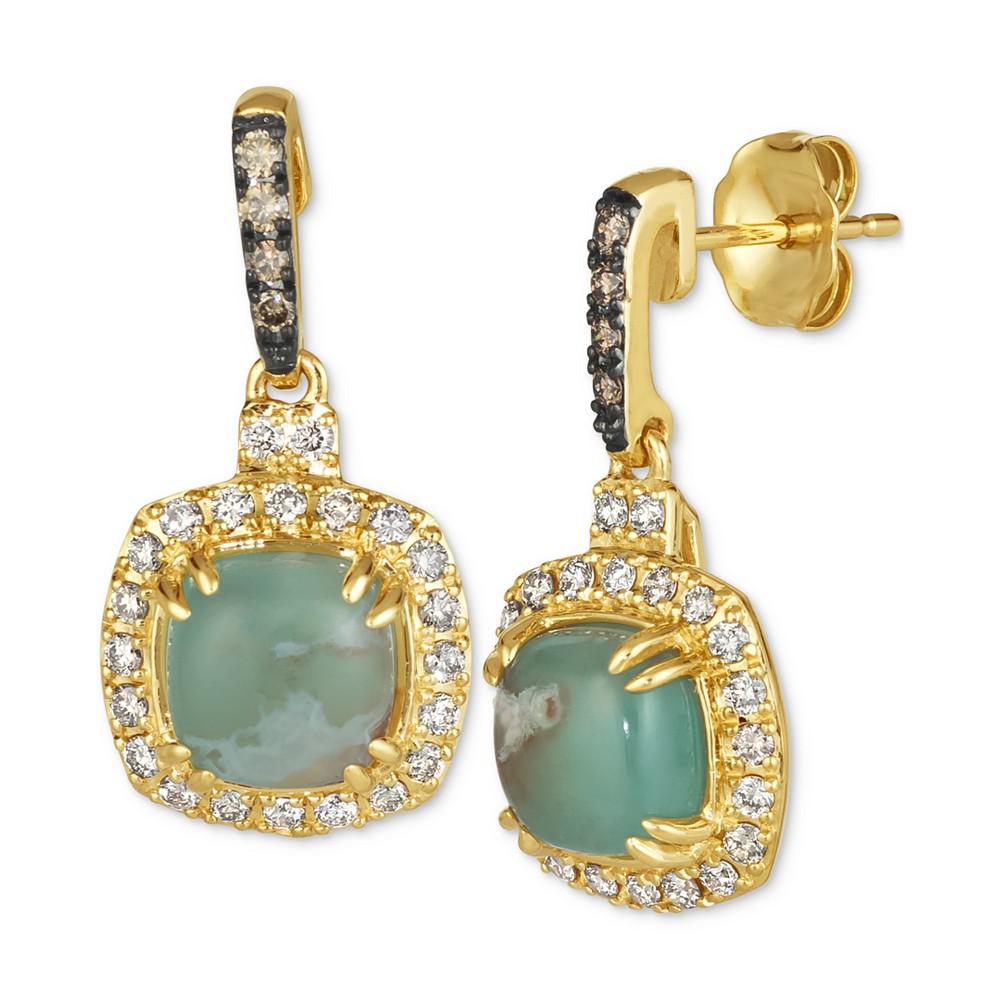 Le Vian Peacock Aquaprase (2-3/8 ct. t.w.) & Diamond (1/2 ct. t.w.) Halo Drop Earrings in 14k Gold