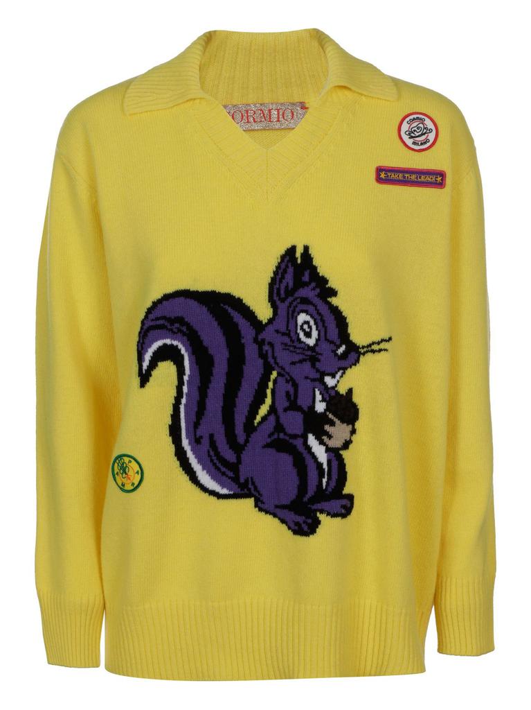 CORMIO Cormio Emilio Squirrel Motif Intarsia Sweater