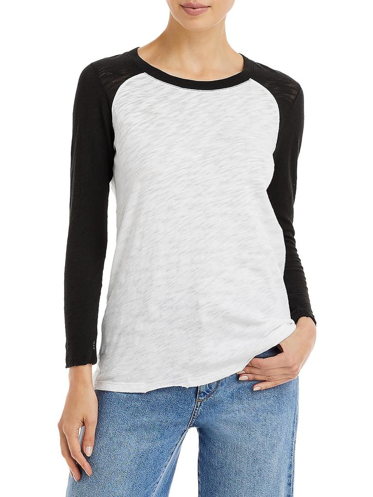 ATM Womens Long Sleeve Slub Pullover Top