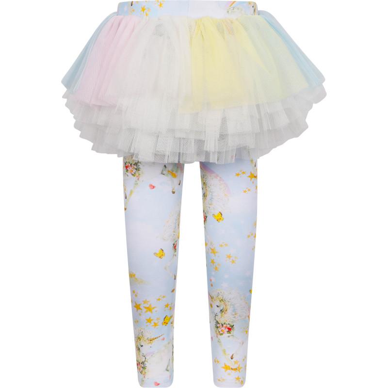 Rock Your Baby Unicorn print leggings with mesh skirt in blue