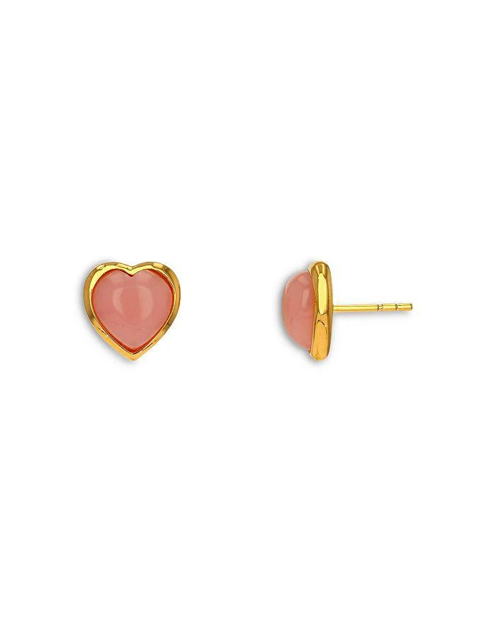 Moon 
Meadow 14K Yellow Gold Pink Jade Heart Bezel Stud Earrings - Exclusive