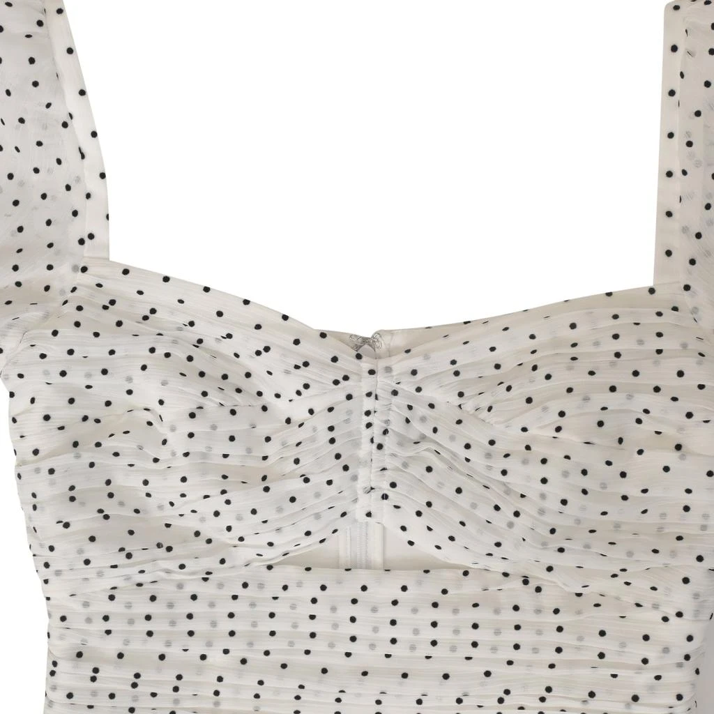 Self Portrait Polka Dot Mini Dress in White Polyester 4