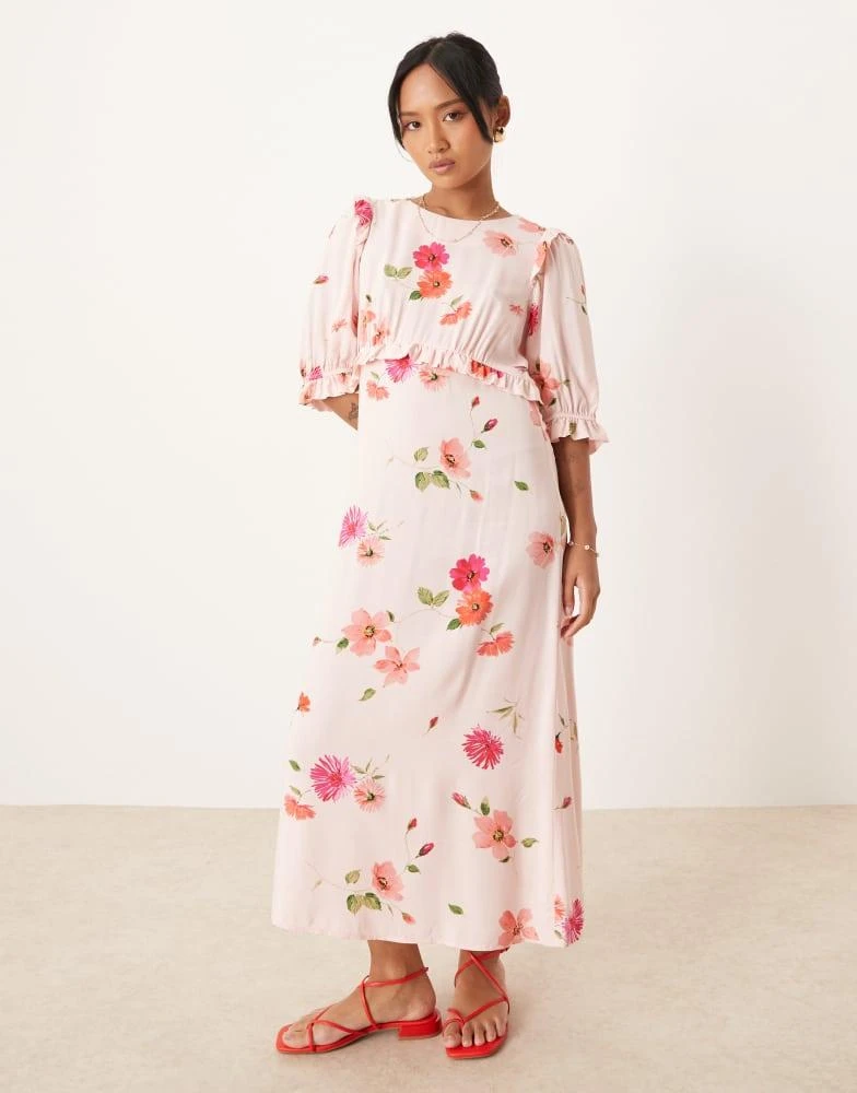 knee length dresses for ladies For Love & Lemons Floral Midi Slit Dress main image 1