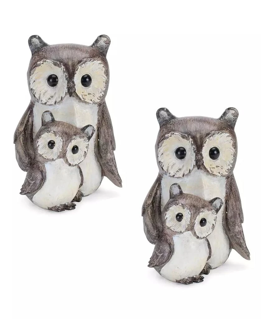 Slickblue Owl with Baby Figurine Charming Family Home Decor Accent (Set of 4)