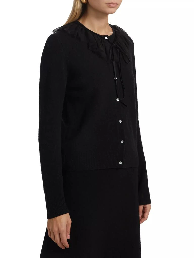 Lingua Franca Tulle-Trim Brushed Wool Cardigan 4