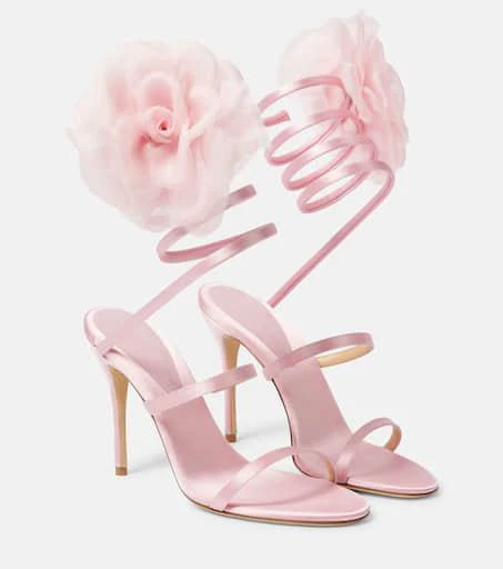Magda Butrym Floral-appliqué satin sandals 1