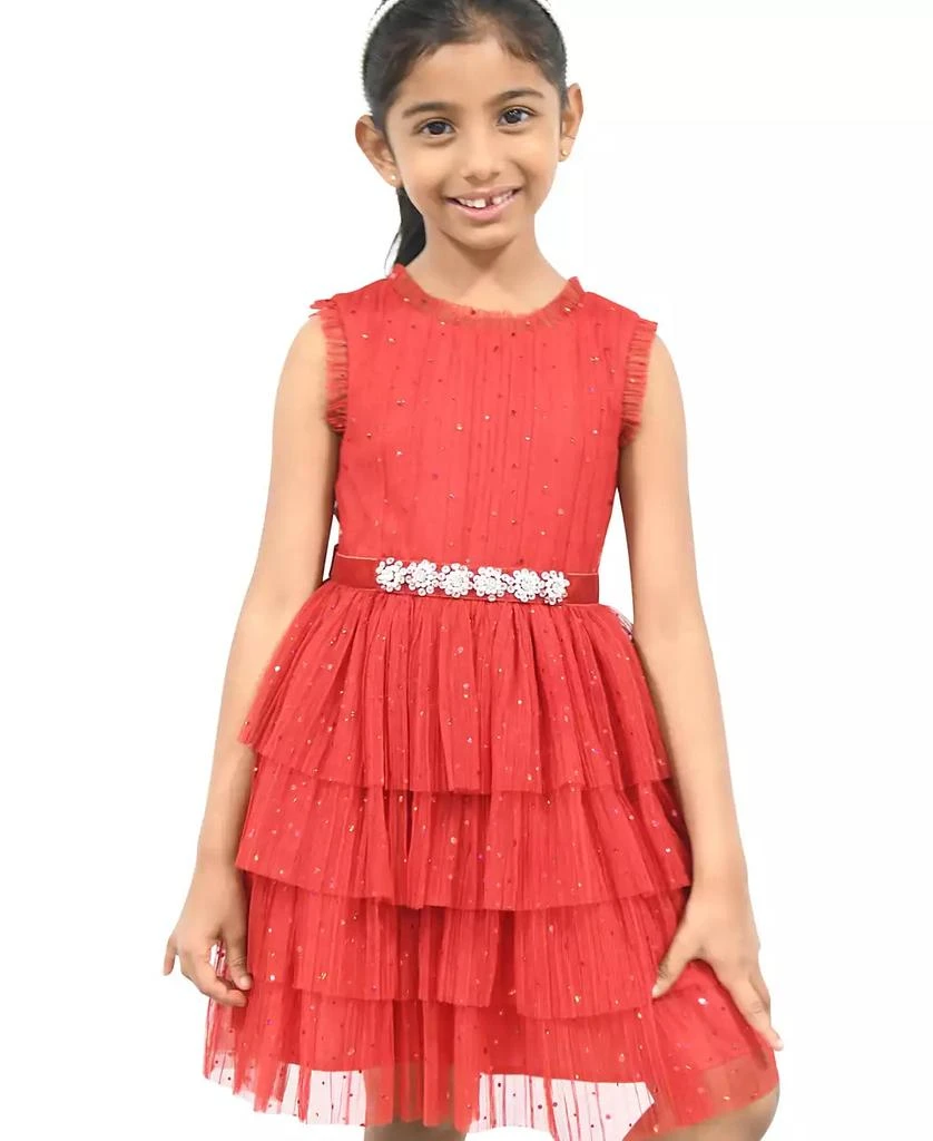Pink & Violet Toddler and Little Girls Pleated Mesh Dress 1