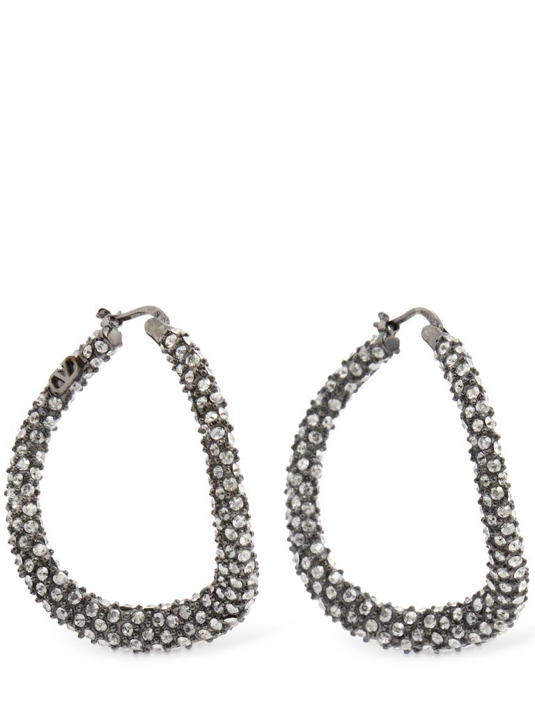ピアス VALENTINO GARAVANI  BLACK HEART EARRINGS Valentino Black Heart Crystal Drop Stud Earrings with
