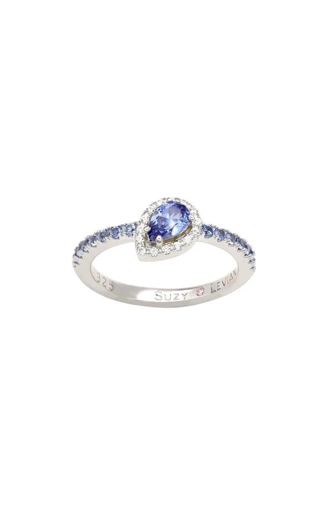 Suzy Levian Pear Cut Blue Sapphire Band Ring 5