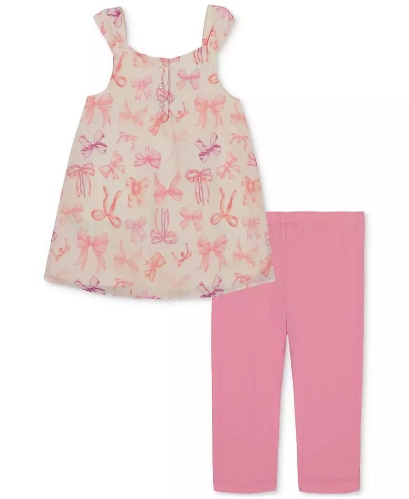 KIDS HEADQUARTERS Baby Girls 2-Pc. Bow-Print Tunic & Capri Leggings Set