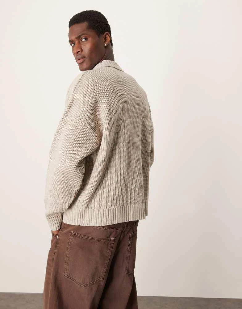 Shop ASOS DESIGN oversized boxy fit fisherman rib knitted polo