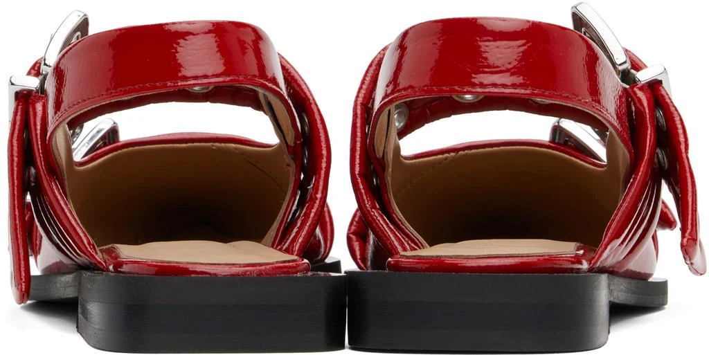 Ganni Red Feminine Buckle Flats 2