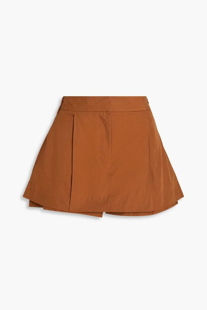 Tibi Pleated cotton-sateen mini skirt 1