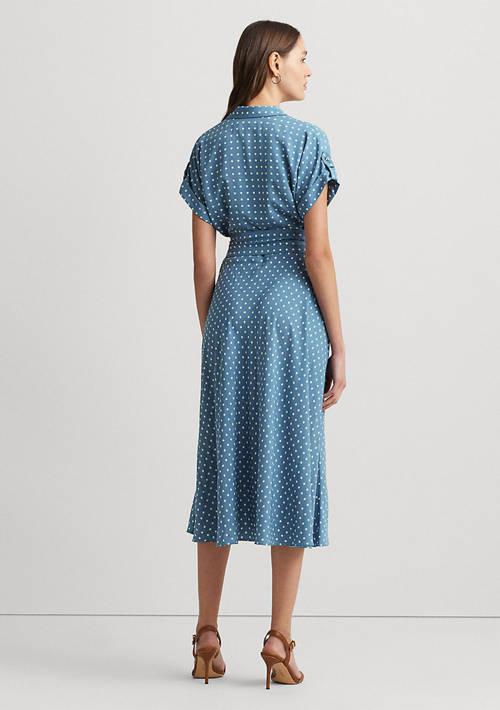 Lauren Ralph Lauren Ralph Lauren Polka Dot Belted Crepe Dress