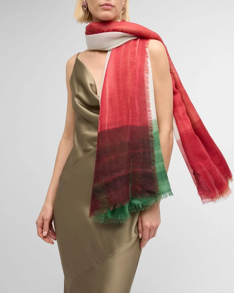 Franco Ferrari Multicolor Bordered Cashmere Scarf 3