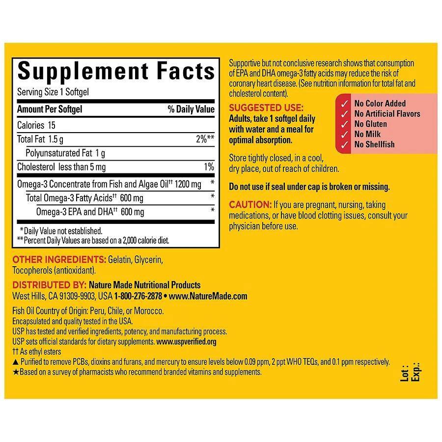 Nature Made Omega-3 Fish Oil 
Algae Oil 1200 mg Softgels 4