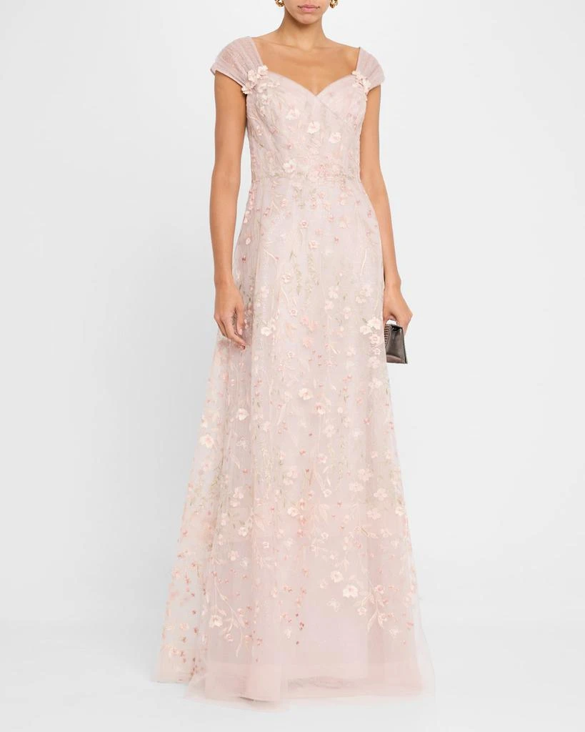 Teri Jon Floral-Embroidered Tulle Gown 2