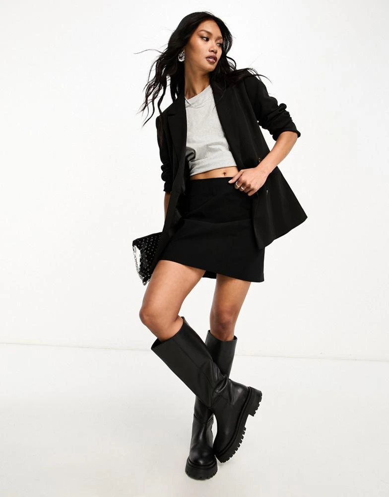 Miss Selfridge Miss Selfridge oversized double breasted blazer in black - BLACK - BLACK 4