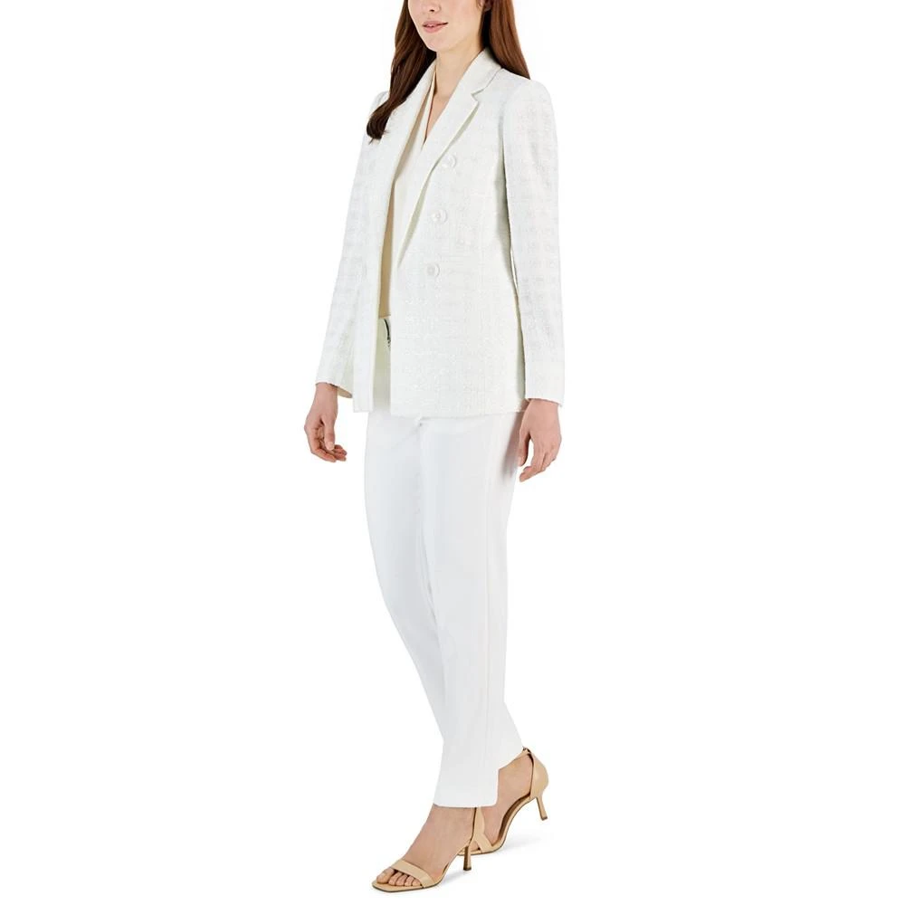 Anne Klein Women's Eyelash Tweed Shimmer Faux-Double-Breasted Blazer 3