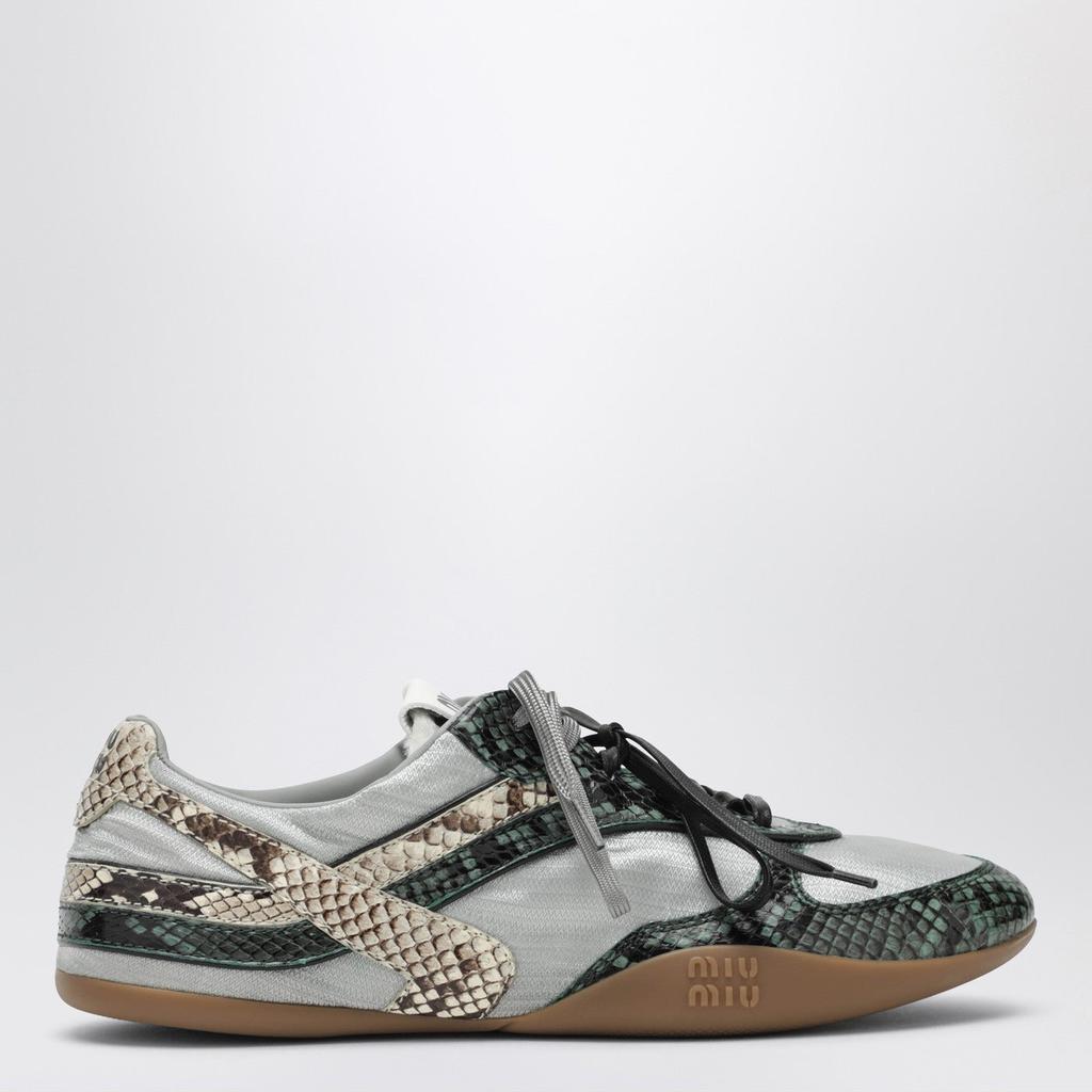 Miu Miu Gymnasium Technical Fabric and Python Low-Top Sneakers