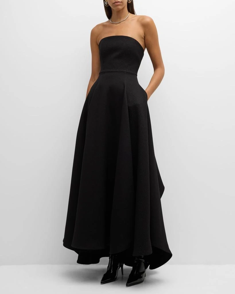 blue dress for baby girl Strapless Silk Faille High Low Gown 8 / Black main image 0