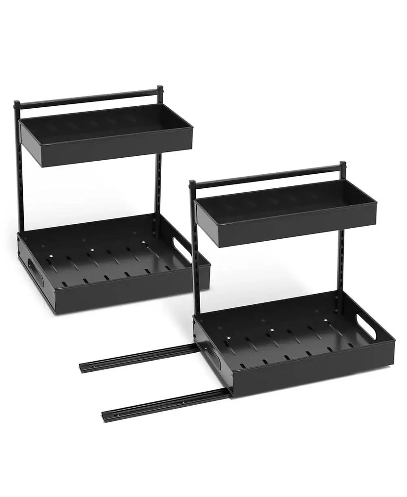 Sorbus 2 Pack 2-Tier Pull-Out Under Sink Organizer and Adhesive Tape - for Kitchen and Bathroom