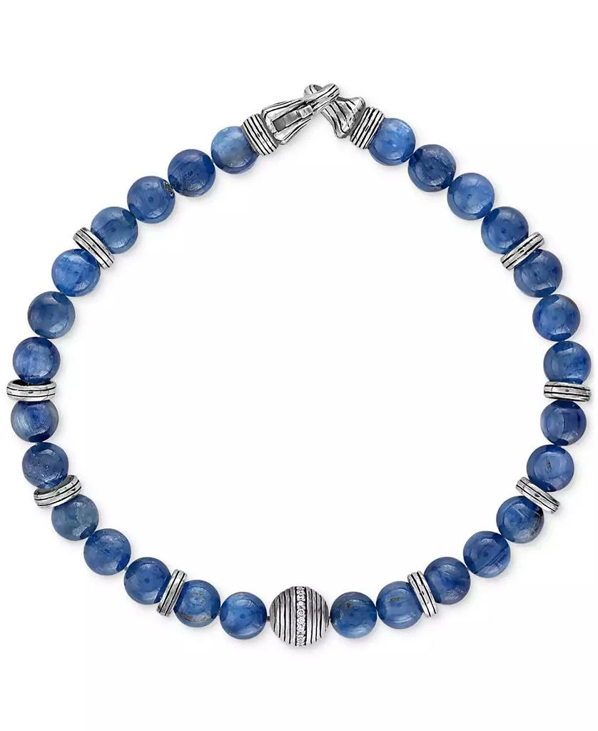 Esquire Men's Jewelry Kyanite & Diamond (1/10 ct. t.w.) Bead Bracelet in Sterling Silver, Exclusively at Macy's 3