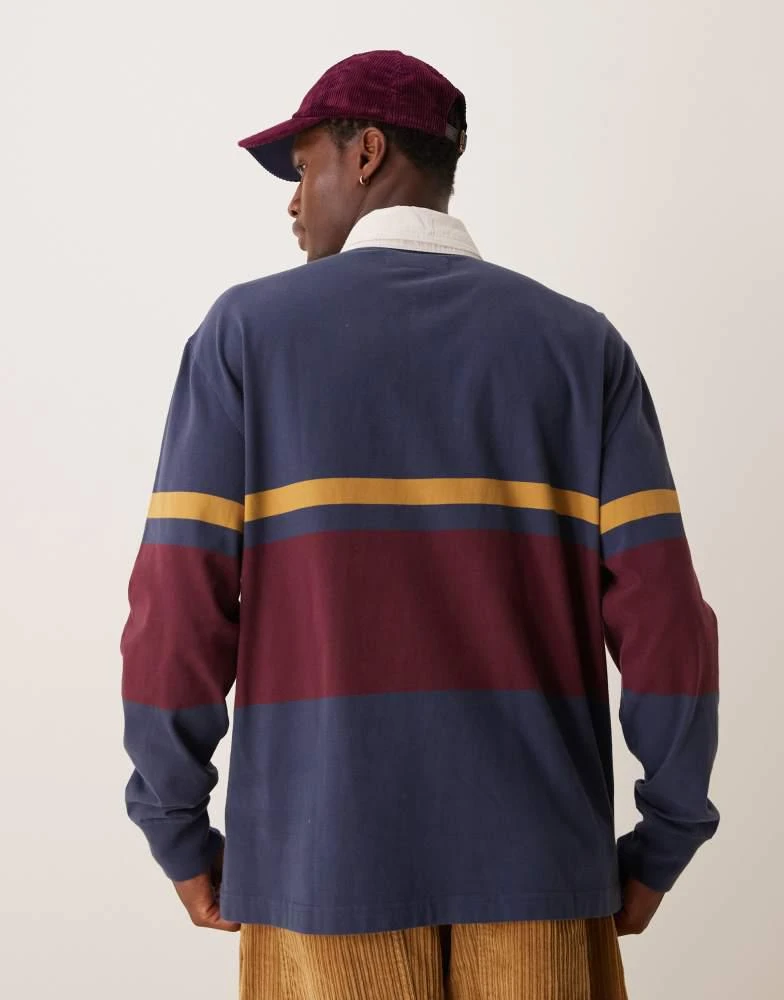 Abercrombie & Fitch Abercrombie & Fitch chest stripe rugby polo in navy/burgundy 4