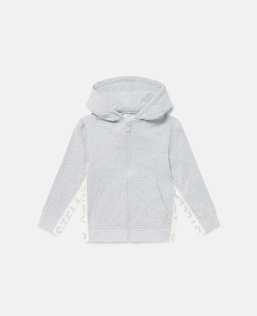 Stella McCartney Stella McCartney - Logo Graphic Hooded Zip Sweatshirt, Woman, Grey, Size: 12