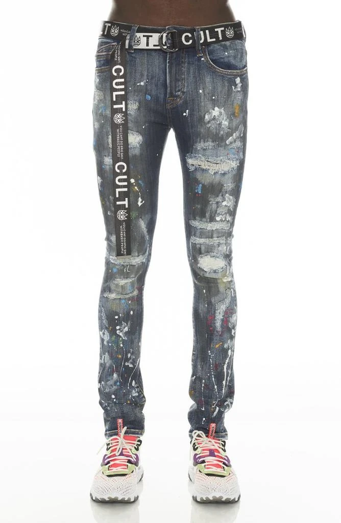 Cult of Individuality Punk Belted Distressed Super Skinny Jeans 1