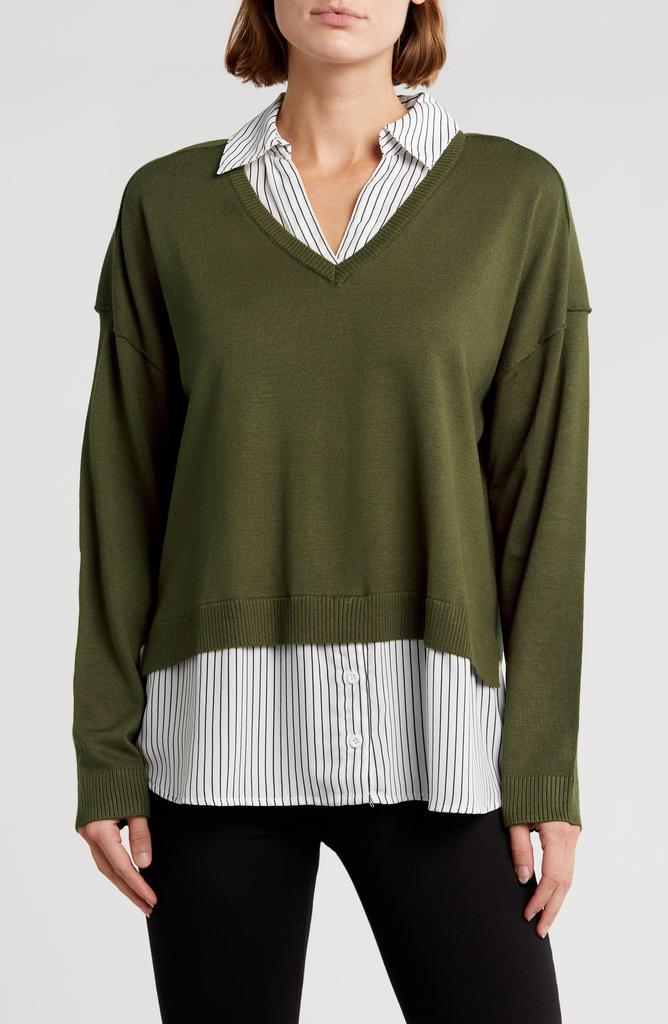 Adrianna Papell Mixed Media Layered Sweater