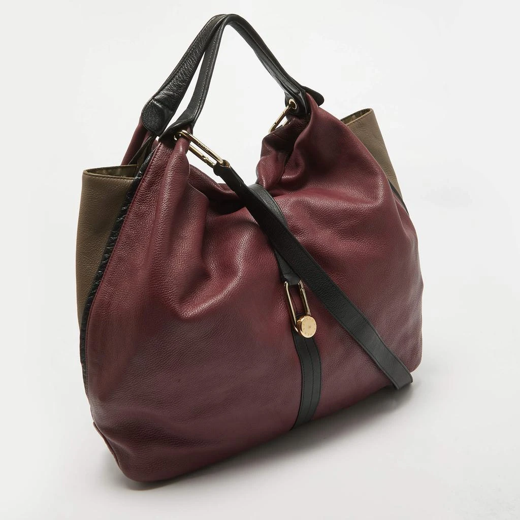 Furla Furla Burgundy/Beige Leather Clasp Shoulder Bag 3