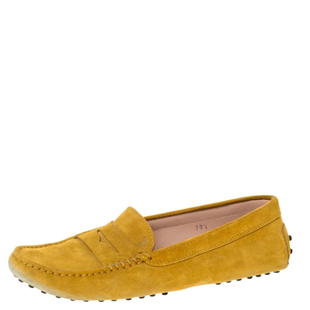 Tod's Tod's Yellow Suede Penny Loafers Size 39.5 1