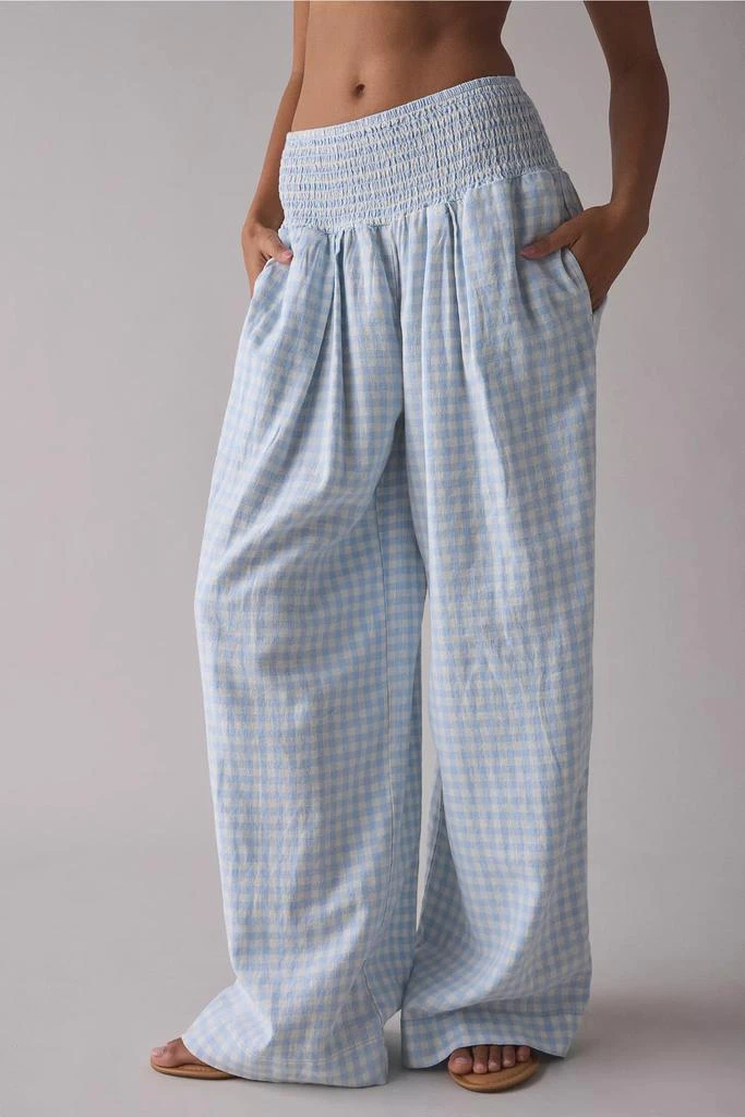 Kimchi Blue Kimchi Blue Caroline Smocked Wide Leg Linen-Blend Pant 2