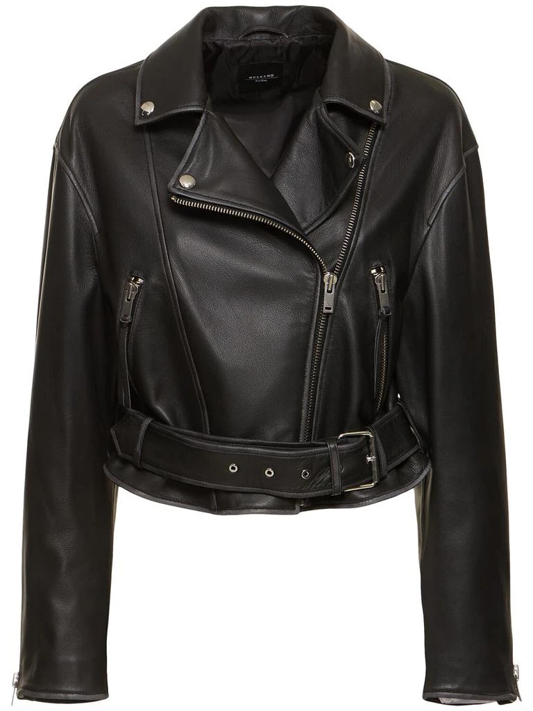 Weekend Max Mara Saletta Belted Leather Biker Jacket 1